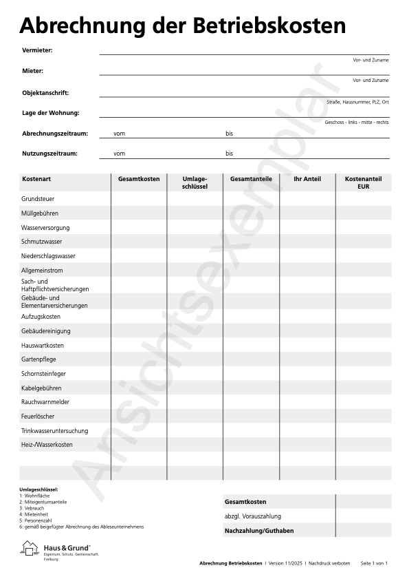 Betriebskostenabrechnung