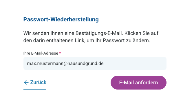 Passwortvergabe – Schritt 1