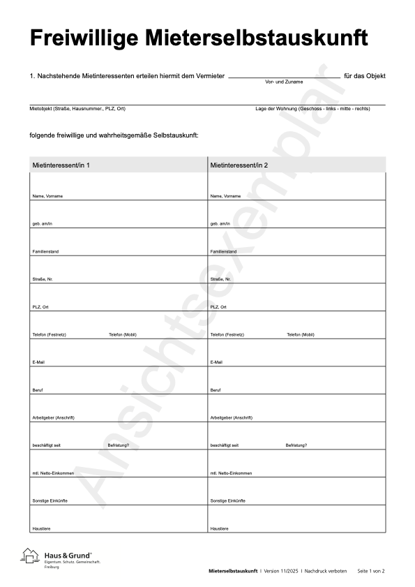 Mieterselbstauskunft