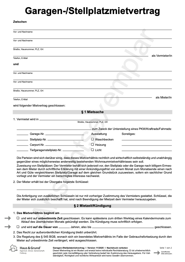 Garagenmietvertrag
